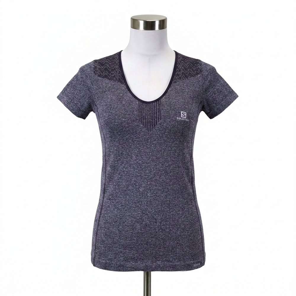NEW SALOMON women's elevate short sleeve seamless tee in nightshade grey